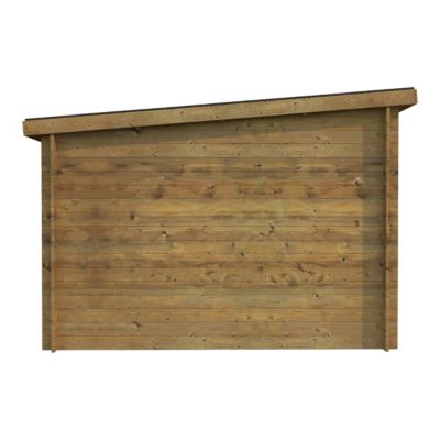 Abri de jardin Klikstrom Belaïa bois traité autoclave marron ép.28 mm toiture monopente surface totale 6.72m²
