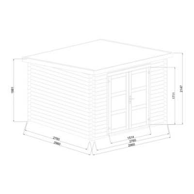 Abri de jardin Klikstrom Belaïa bois traité autoclave marron ép.28 mm toiture monopente surface totale 9.6 m²