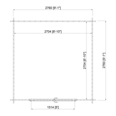 Abri de jardin Klikstrom Belaïa bois traité autoclave marron ép.28 mm toiture monopente surface totale 9.6 m²