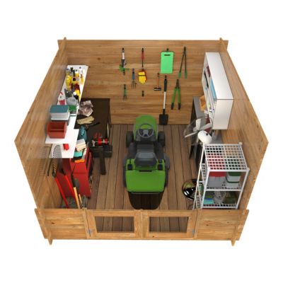 Abri de jardin Klikstrom Belaïa bois traité autoclave marron ép.28 mm toiture monopente surface totale 9.6 m²