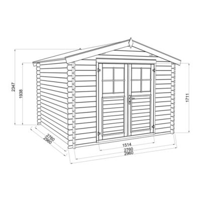 Abri de jardin Klikstrom Belaïa bois traité autoclave marron surface ép.28 mm totale 9.3m²
