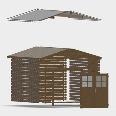 Abri de jardin Klikstrom Belaïa bois traité autoclave marron surface ép.28 mm totale 9.3m²