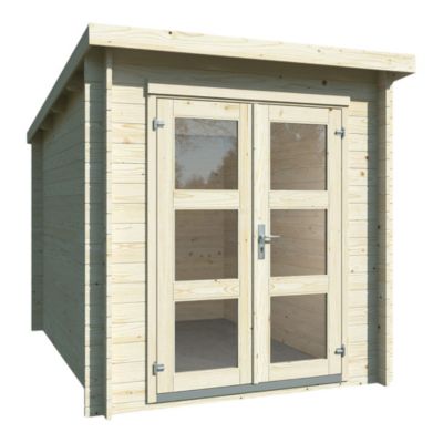 Abri de jardin Klikstrom Belaïa naturel ép.28 mm toiture monopente surface totale 6.72m²