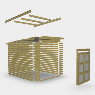 Abri de jardin Klikstrom Belaïa naturel ép.28 mm toiture monopente surface totale 6.72m²