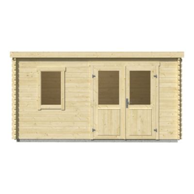 Abri de jardin Klikstrom Linda bois naturel ép.34 mm surface totale 12.2m²