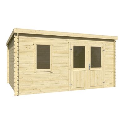 Abri de jardin Klikstrom Linda bois naturel ép.34 mm surface totale 12.2m²