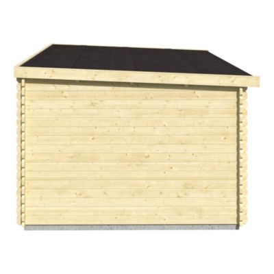 Abri de jardin Klikstrom Linda bois naturel ép.34 mm surface totale 12.2m²