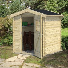 Abri de jardin Klikstrom Mokau bois coloris naturel ép.19 mm surface totale 3,46m²