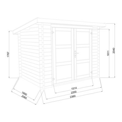 Abri de jardin Klikstrom Mokau bois coloris naturel toiture monopente ép.19 mm surface totale 6m²