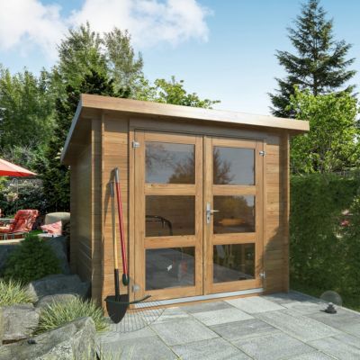 Abri de jardin Klikstrom Mokau bois traité autoclave marron ép.19 mm toiture monopente surface totale 6m²