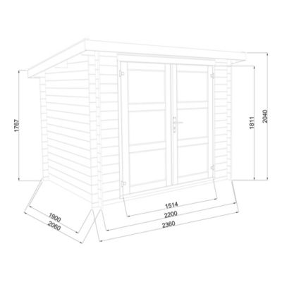 Abri de jardin Klikstrom Mokau bois traité autoclave marron ép.19 mm toiture monopente surface totale 6m²