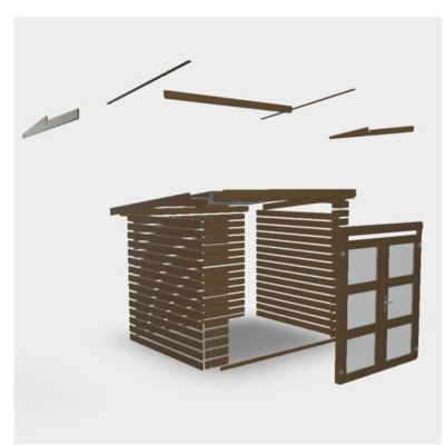 Abri de jardin Klikstrom Mokau bois traité autoclave marron ép.19 mm toiture monopente surface totale 6m²