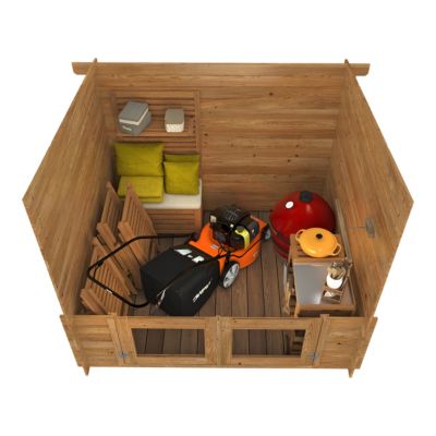 Abri de jardin Klikstrom Mokau bois traité autoclave marron ép.19 mm toiture monopente surface totale 6m²