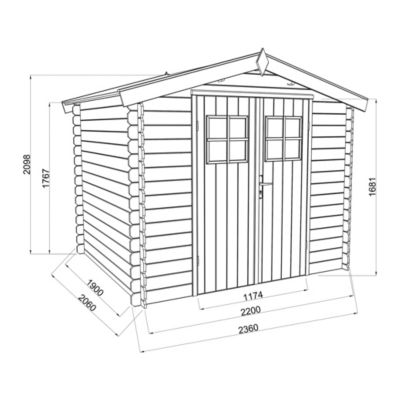 Abri de jardin Klikstrom Mokau sapin blanc du nord traité autoclave marron ép.19 mm surface totale 5,3m²