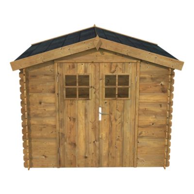 Abri de jardin Klikstrom Mokau sapin blanc du nord traité autoclave marron ép.19 mm surface totale 5,3m²