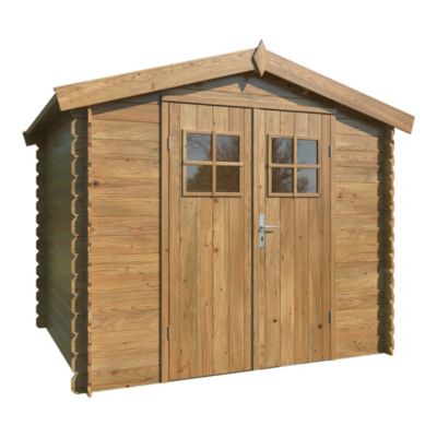 Abri de jardin Klikstrom Mokau sapin blanc du nord traité autoclave marron ép.19 mm surface totale 5,3m²