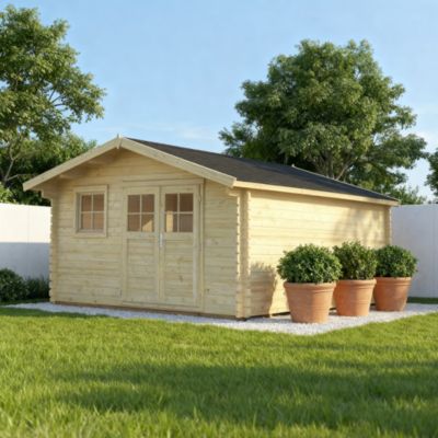 Abri de jardin Klikstrom Oreti bois naturel ép.44 mm surface totale 20.33m²