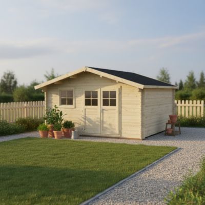 Abri de jardin Klikstrom Oreti bois naturel ép.44 mm surface totale 23.13m²