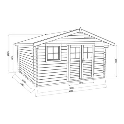 Abri de jardin Klikstrom Oreti bois traité autoclave marron ép.44 mm surface totale 20,33 m²