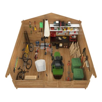 Abri de jardin Klikstrom Oreti bois traité autoclave marron ép.44 mm surface totale 20,33 m²