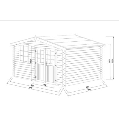 Abri de jardin Klikstrom Riga bois naturel ép.34 mm surface totale 12,15 m²