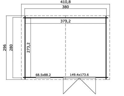 Abri de jardin Klikstrom Riga bois naturel ép.34 mm surface totale 12,15 m²
