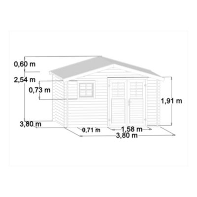 Abri de jardin Klikstrom Taman bois naturel ép.34 mm surface totale 16.5m²