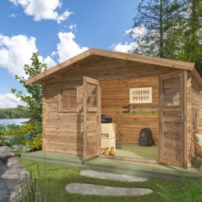 Abri de jardin Klikstrom Taman bois traité autoclave marron ép.34 mm surface totale 14,12 m²