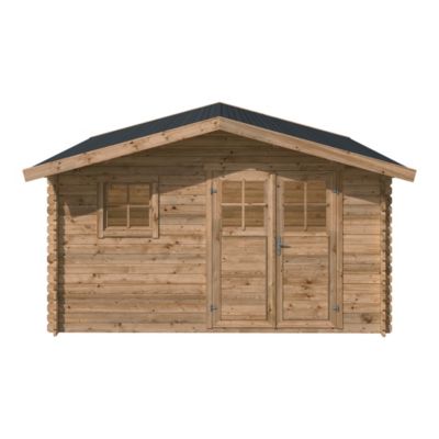 Abri de jardin Klikstrom Taman bois traité autoclave marron ép.34 mm surface totale 14.12m²