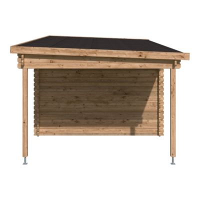 Abri de jardin Klikstrom Taman bois traité autoclave marron ép.34 mm toiture monopente  surface totale 19,5 m²