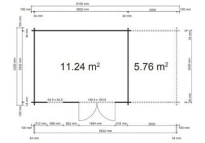 Abri de jardin Klikstrom Taman bois traité autoclave marron ép.34 mm toiture monopente  surface totale 19,5 m²