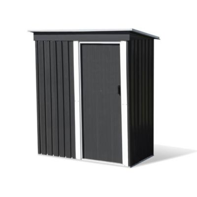 Abri de jardin  L152 x l75 x H 181 -à 158 cm en acier galvanisé - Porte coulissante - Gris anthracite - 1,13m²