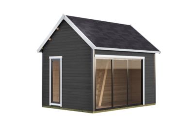 Abri de jardin Lasita Maja Murano 2 en bois gris anthracite surface extérieure totale 18,49m²