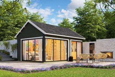 Abri de jardin Lasita Maja Murano 3 en bois gris anthracite surface extérieure totale 30,94m²