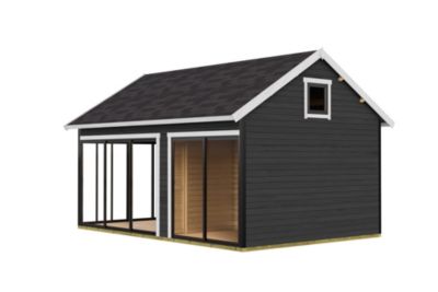 Abri de jardin Lasita Maja Murano 3 en bois gris anthracite surface extérieure totale 30,94m²