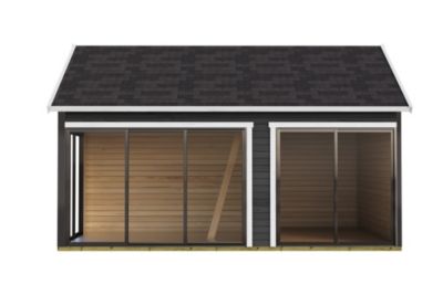 Abri de jardin Lasita Maja Murano 3 en bois gris anthracite surface extérieure totale 30,94m²