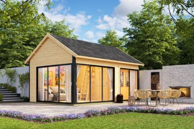 Abri de jardin Lasita Maja Murano 3 en bois surface extérieure totale 26,51m²