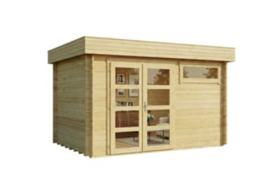 Abri de jardin Leandro Alpholz, 39x27m dim ext (cas échéant incl débord de toit) naturel, épaisseur paroi : 28mm, 10,6m² totale