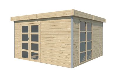 Abri de jardin Lindo 2 XL en bois coloris naturel ép.28 mm surface extérieure 16,97 m²