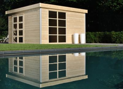 Abri de jardin Lindo 2 XL en bois coloris naturel ép.28 mm surface extérieure 16,97 m²