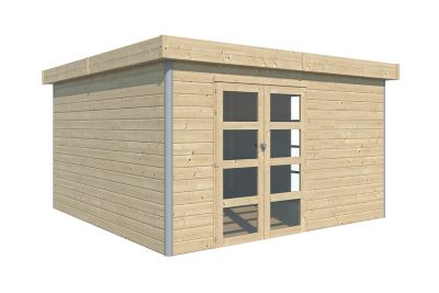 Abri de jardin Lindo 2 XL en bois coloris naturel ép.28 mm surface extérieure 16,97 m²