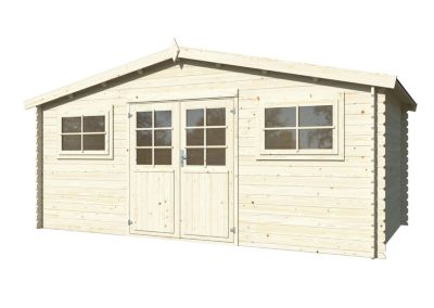 Abri de jardin Luxembourg 2 en bois naturel ép.28 mm - White Wood - 20,5m²