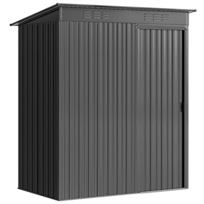 Abri de jardin métal 1,37 m² porte coulissante anthracite