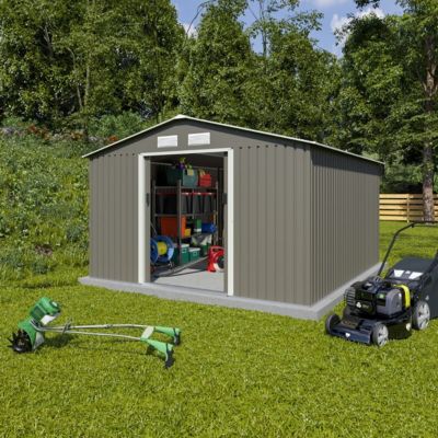 Abri de jardin métal 10,91 m2 + kit d'ancrage