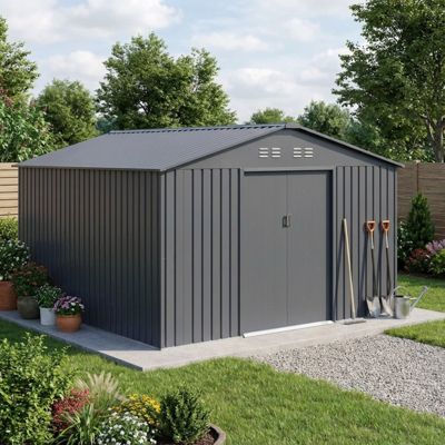 Abri de jardin métal 13m² anthracite X-Metal First avec kit d'ancrage et visserie inox