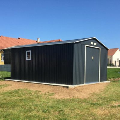 Abri de jardin métal 15,16m² anthracite X-Metal avec fenêtre et kit d'ancrage