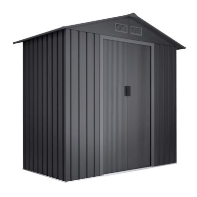 Abri de Jardin Métal 2,57m² Light Anthracite - Porte coulissante double - Grilles de ventilation - Gris - Cabane extérieur