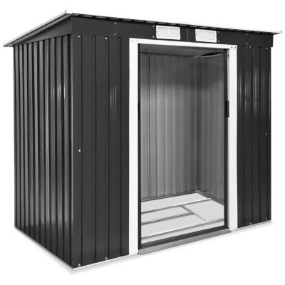 Abri de jardin métal 2,7 m² toiture monopente en acier gris/blanc