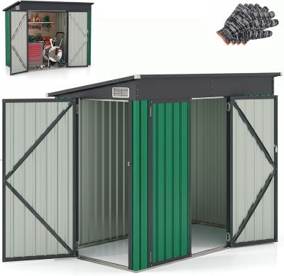 Abri de Jardin Métal 235X117X185CM, Vert 2 Portes, Verrouillable-Loquets Clés inclus et Fenêtres