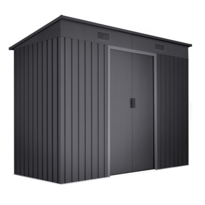 Abri de Jardin Métal 3,14m² Light Anthracite - Porte coulissante double - Grilles de ventilation - Cabane extérieur